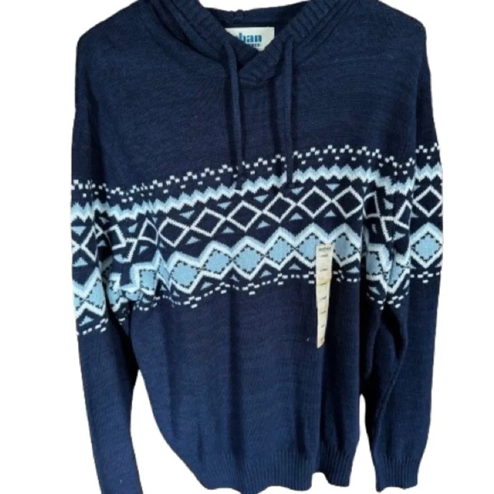 Men's Blue Patterned Sweater Large
